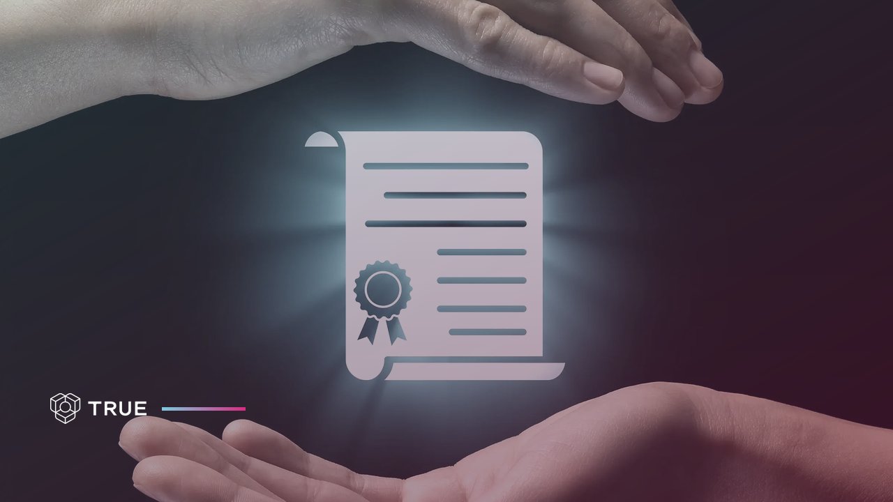 How to create a certification program: a certificate with a seal glowing between two hands