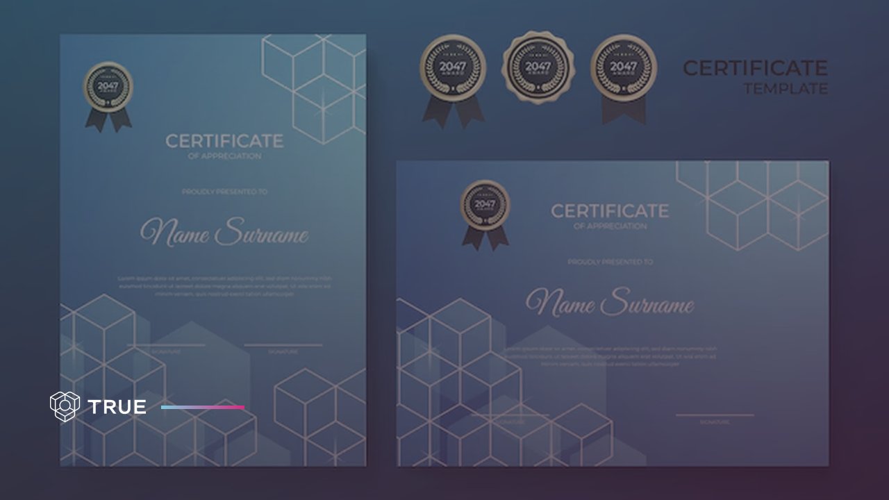 How to design a certificate: a certificate of appreciation template in vertical and horizontal layouts with award seals, a script recipient name and signature lines