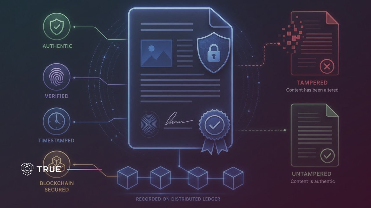 How to make a document tamper-proof: a document anchored on a blockchain, a tampered copy fails verification and the untampered copy passes