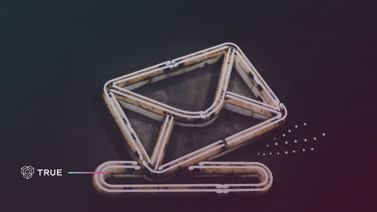 Neon sign of an email symbol, illustrating email proof that a message was sent and not altered